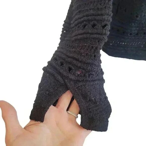 ZARA KNIT Womens Open Weave Crochet SWEATER - Size SMALL - Black Tassel … - Picture 5 of 10